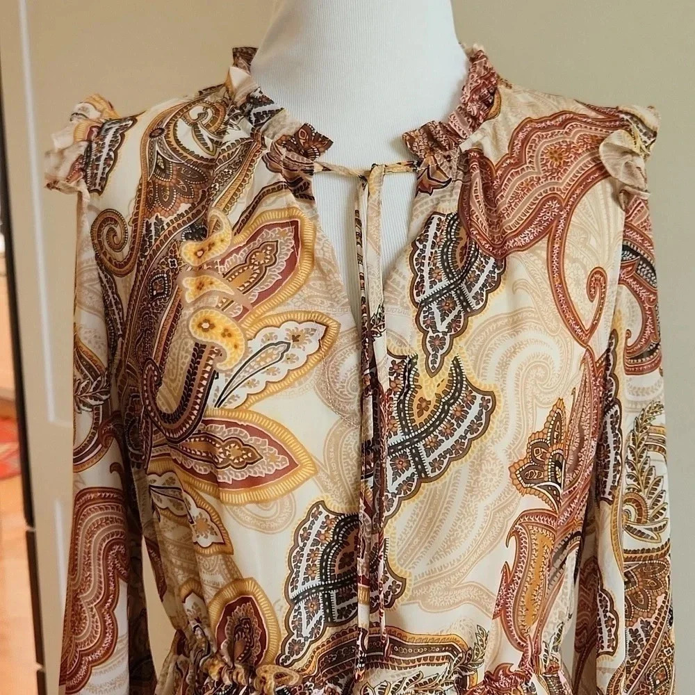 NWT ||JULIA JORDAN|| dress, sheer, paisley, midi, long sleeves, dressy, size 2